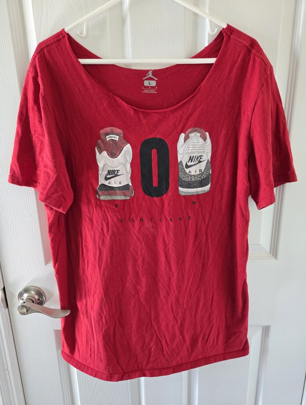 Jordan Shirt Mens Red Portland 503 Nike Air Graphic Tee Basketball Unisex Sz L